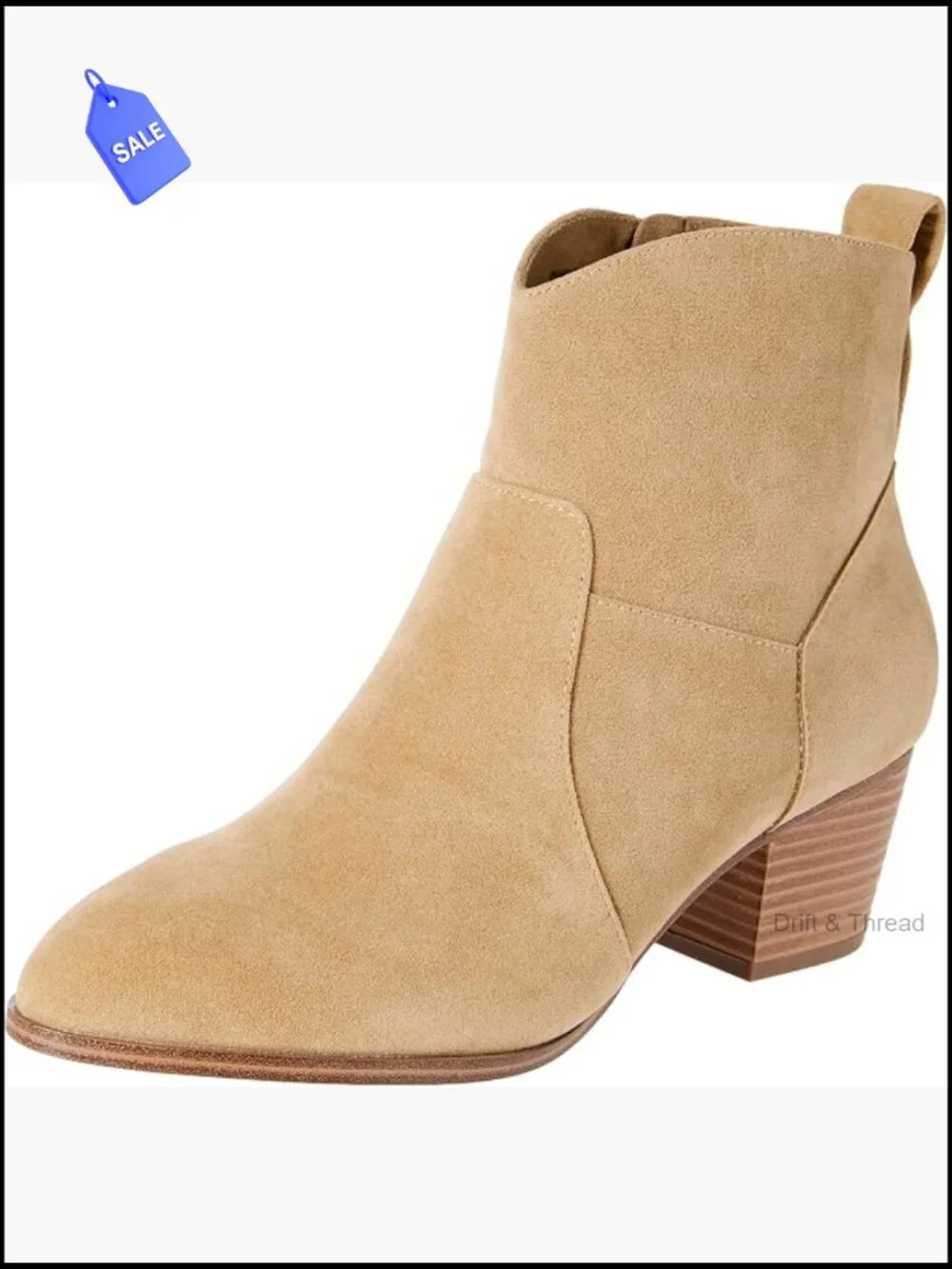 Women's Western Ankle Bootie Stacked Heel Memory Foam Non-Slip Zip